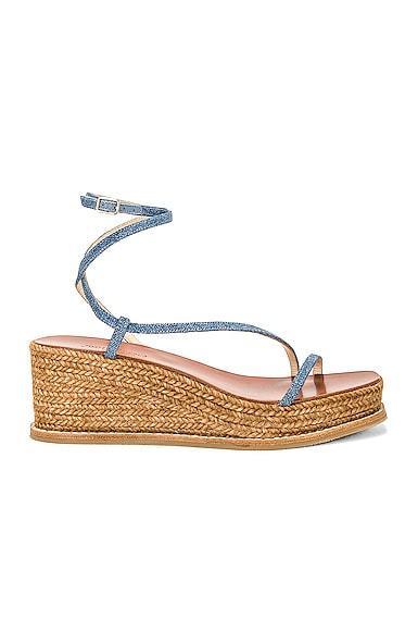 Jimmy Choo Drive 60 Sandal in Denim - Tan. Size 41 (also in ). Product Image