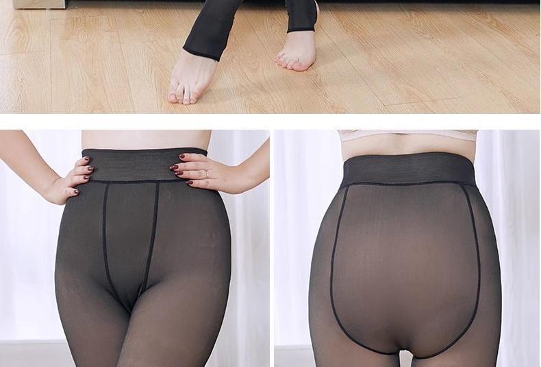 Plus Size Fleece Lined Plain Shaping Tights / Leggings Product Image