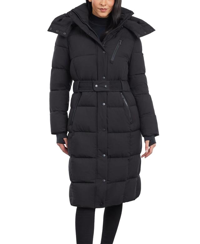 BCBGeneration Womens Belted Hooded Puffer Coat Product Image