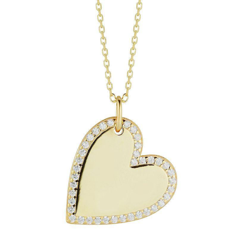 Sunkissed Sterling Cubic Zirconia Halo Heart Necklace, Womens, Gold Tone Product Image