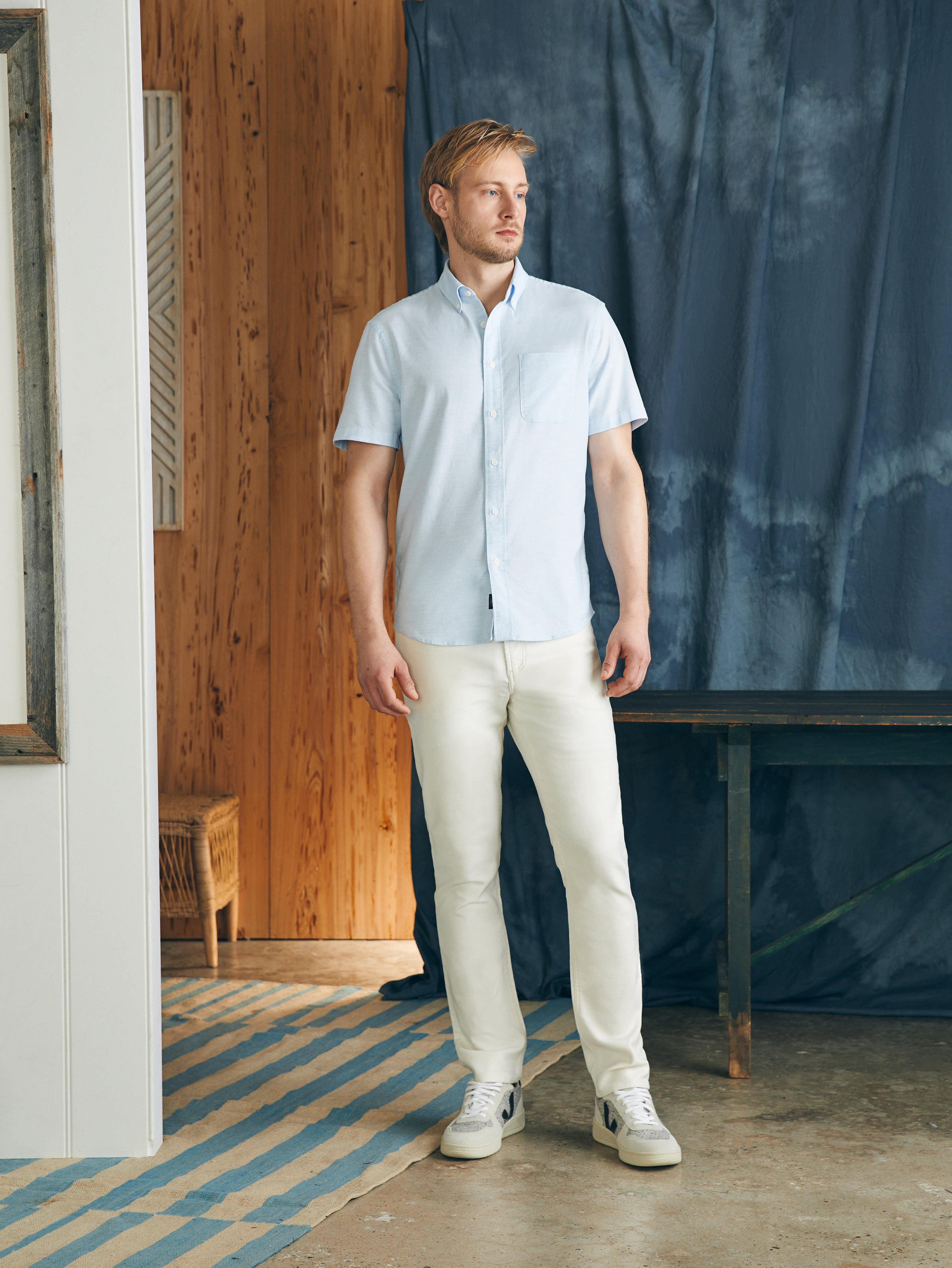 Short-Sleeve Supima Oxford Shirt - Blue Heather Product Image