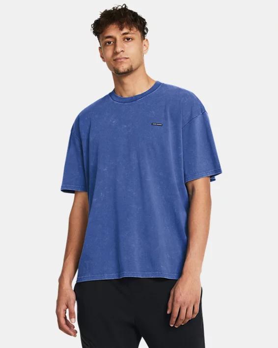 Mens UA Heavyweight Oversized Logo Wash Short Sleeve Product Image