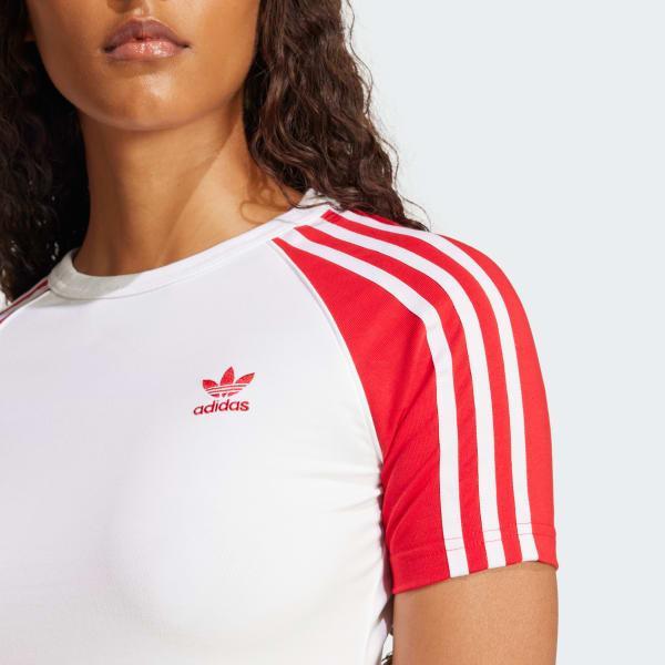 adidas Adicolor 3-Stripes Raglan Slim Tee Clear Sky M Womens Product Image