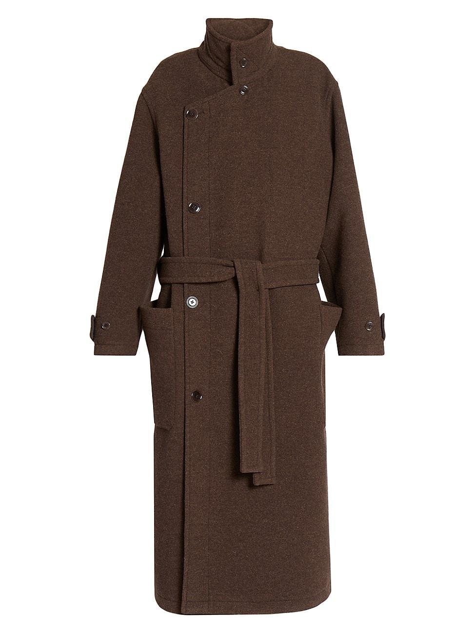 Womens Wool Belted Long Coat Product Image