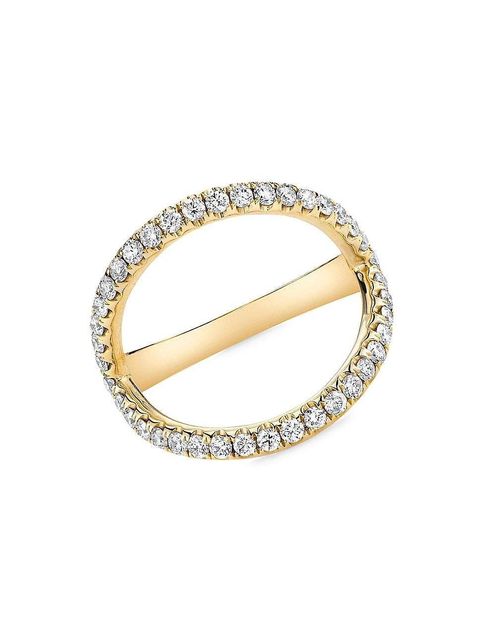 Womens 18K Yellow Gold & Diamond Arc Ring Product Image