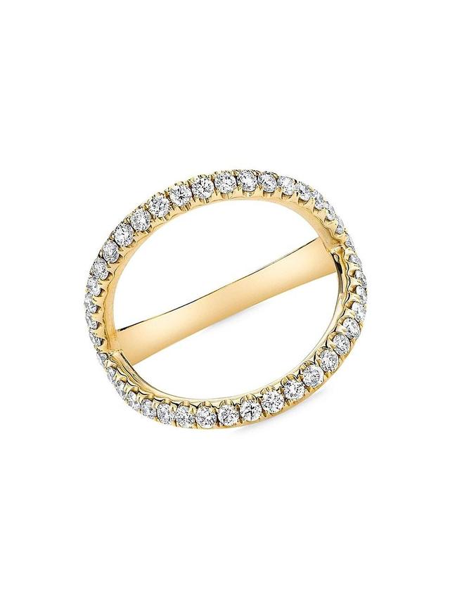 Womens 18K Yellow Gold & Diamond Arc Ring Product Image