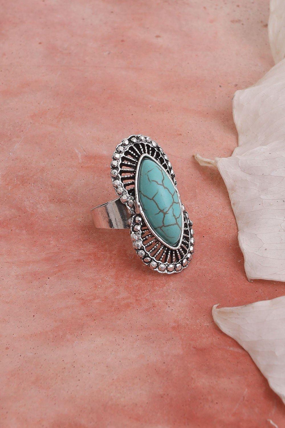 Western Hourglass Adjustable Turquoise Ring Product Image