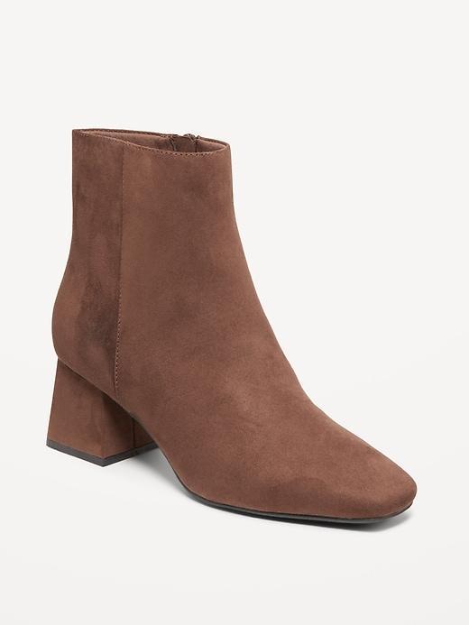 Faux Suede Square Toe Boots Product Image