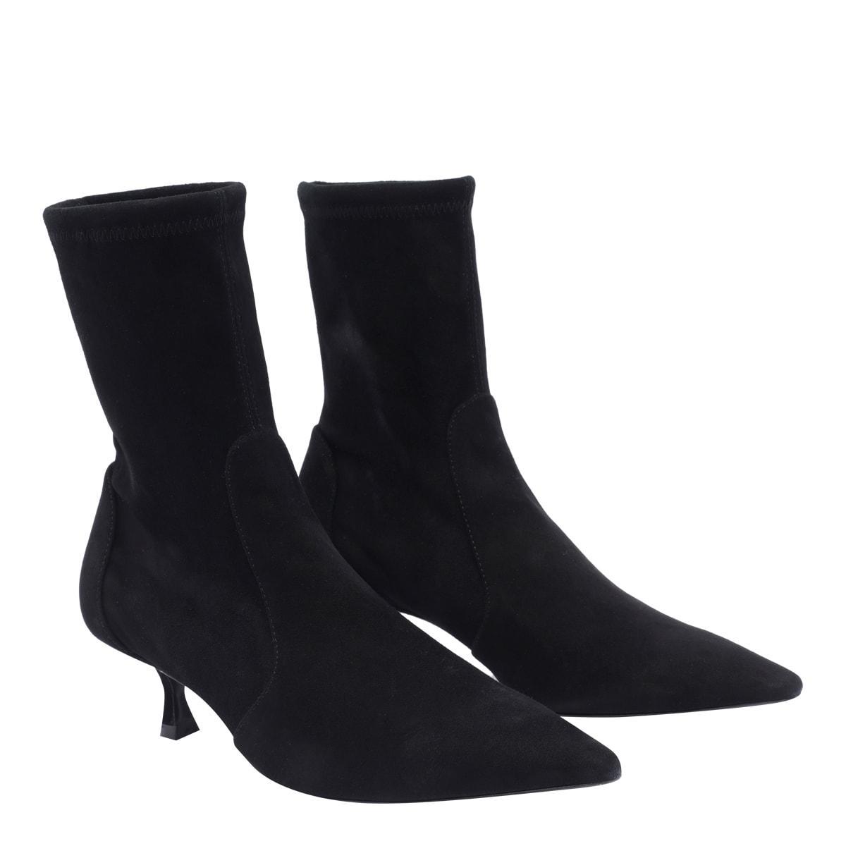 Naomi Stretch Suede Ankle Booties In Black Product Image