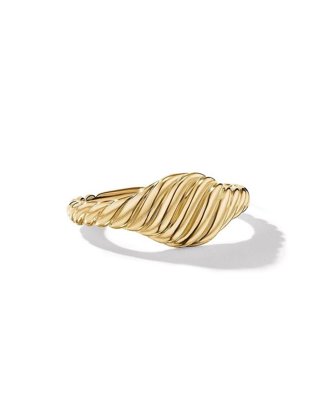 Womens Sculpted Cable Micro Pinky Ring In 18K Yellow Gold Product Image