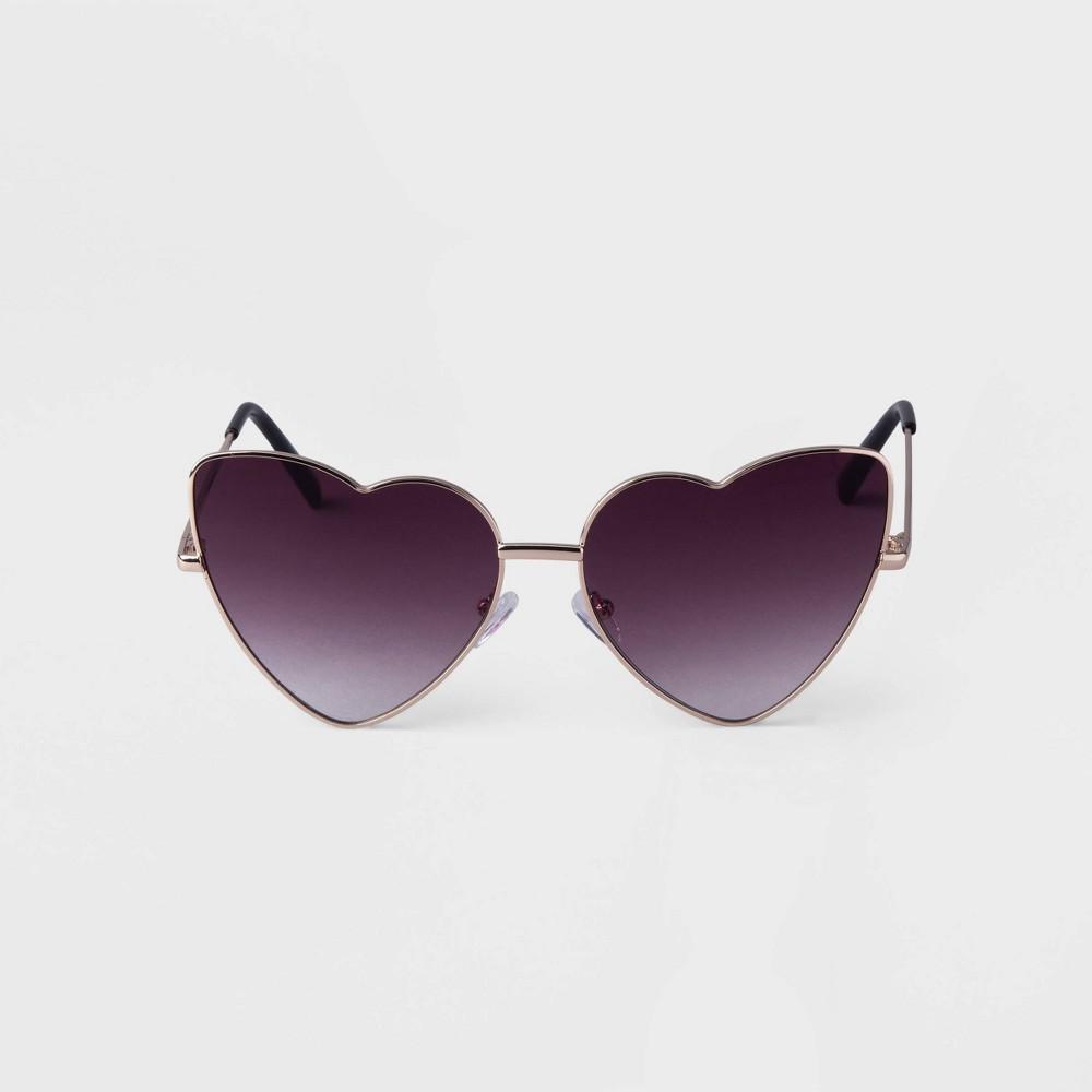 Womens Metal Heart Sunglasses - A New Day Black Product Image