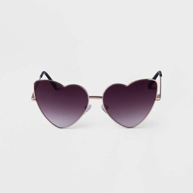 Womens Metal Heart Sunglasses - A New Day Black Product Image