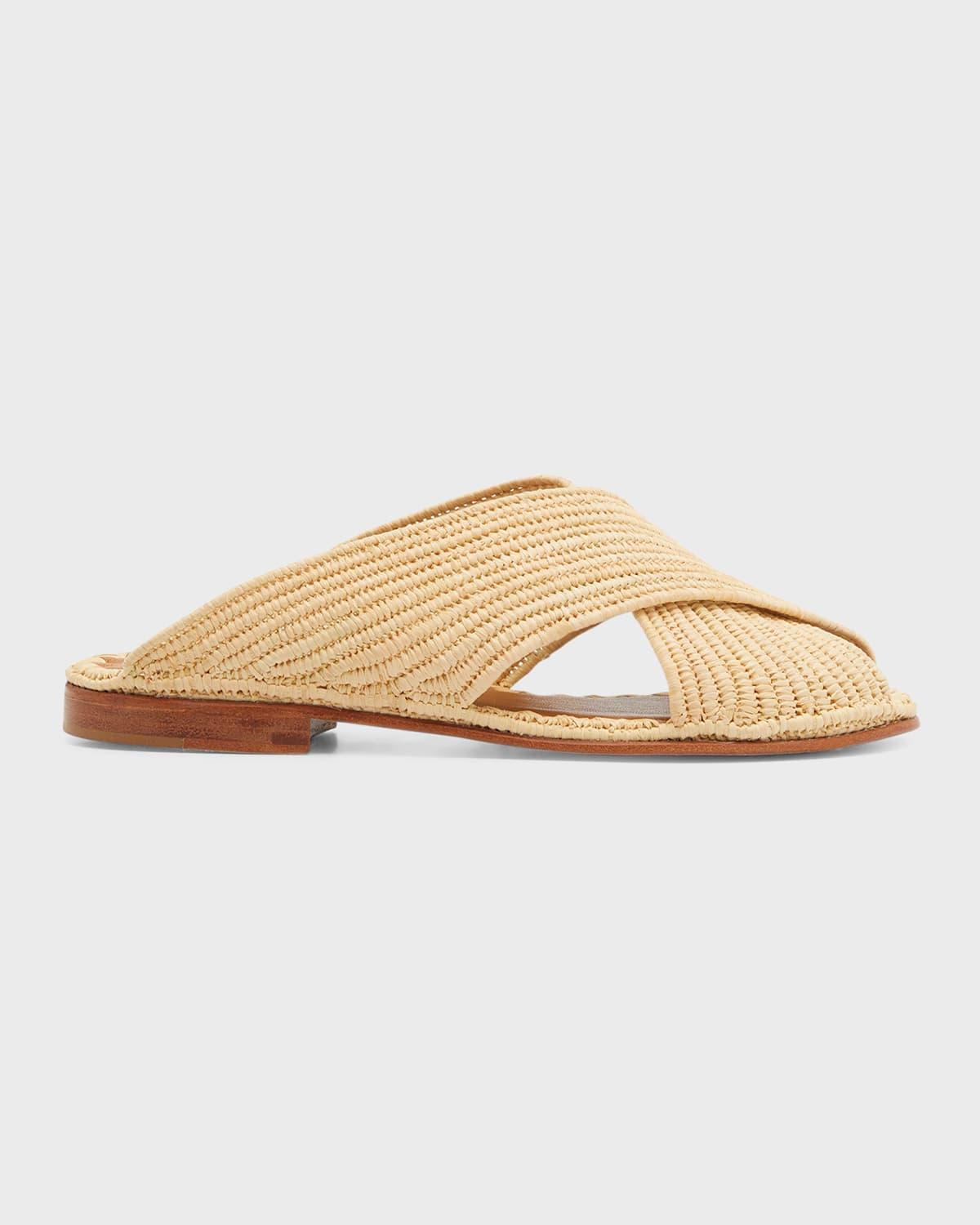 Arielle Woven Raffia Crisscross Sandals Product Image