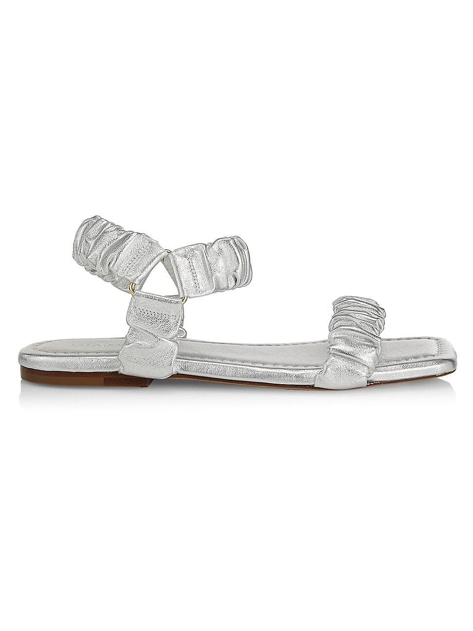 Womens Ruched Metallic Leather Sandals Product Image