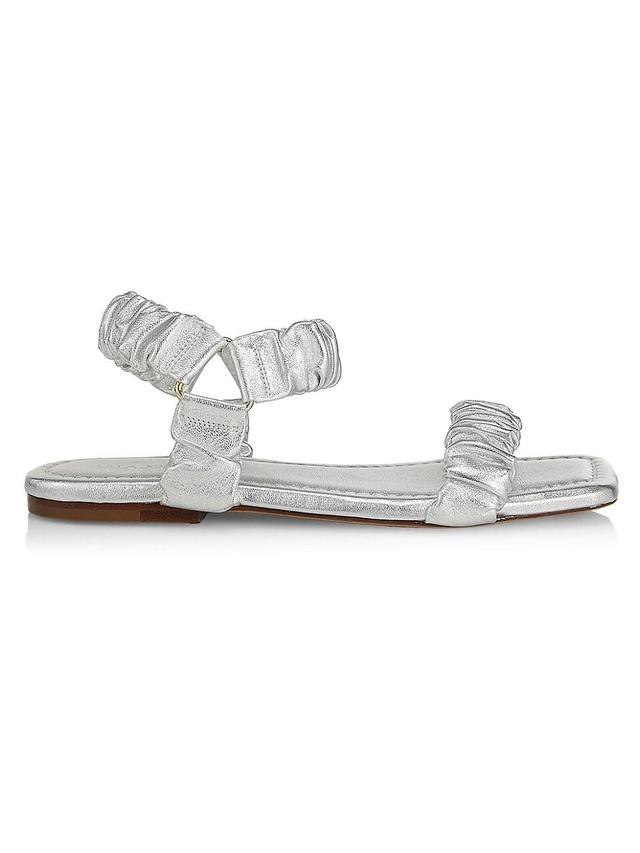 Womens Ruched Metallic Leather Sandals Product Image