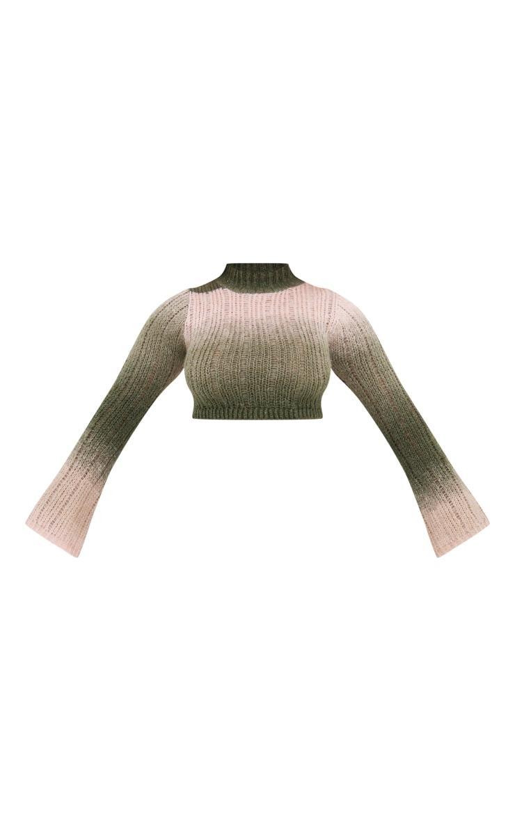 Shape Olive Stripe Knit High Neck Sweater Product Image