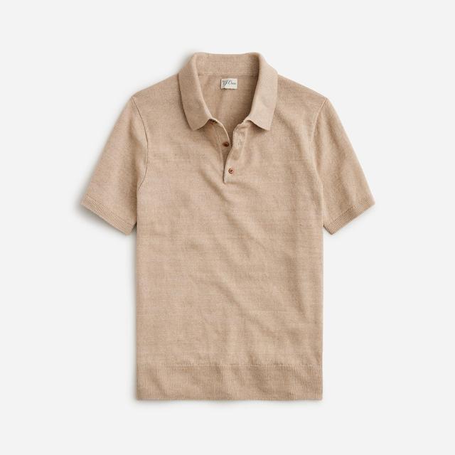 Short-sleeve linen sweater-polo Product Image