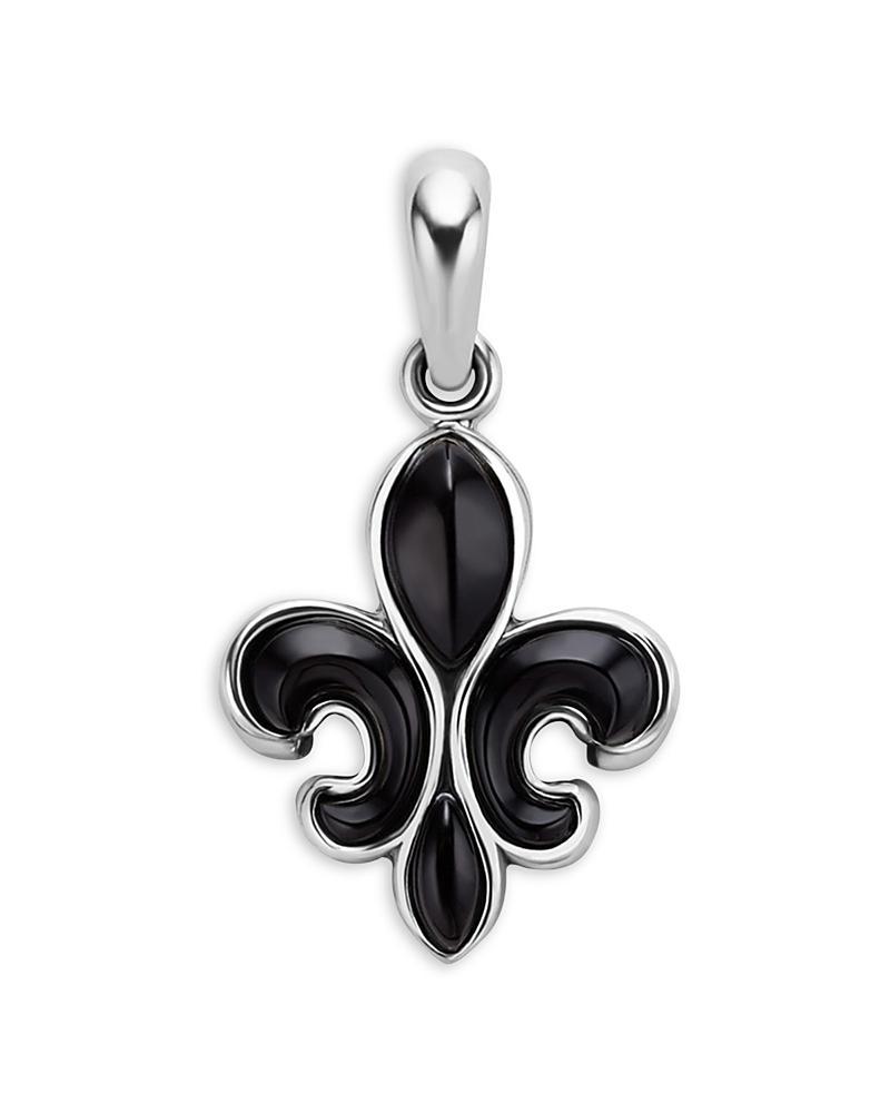 Mens Sterling Silver Anthem Black Onyx Fleur-De-Lis Pendant, 23x16mm Product Image