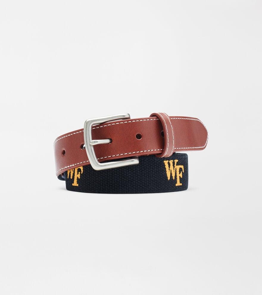 Peter Millar Mens Wake Forest Belt | Color: Black | Size: 44 | WFU Product Image