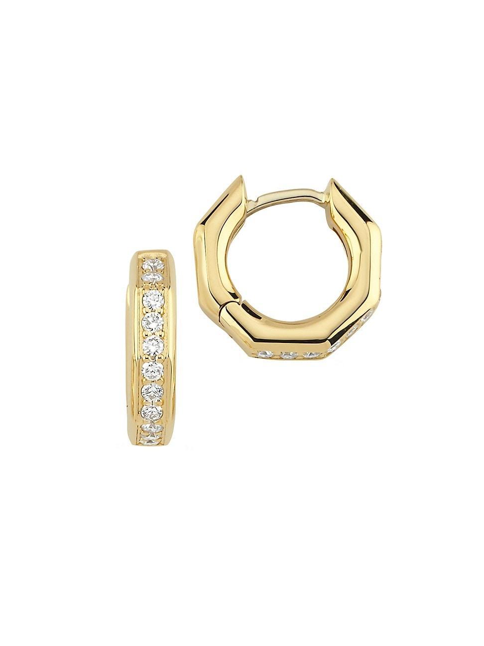 Womens Bubble 18K Yellow Gold & 0.32 TCW Diamond Small Geometric Hoop Earrings Product Image