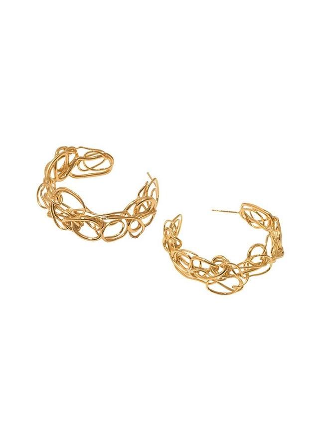 Womens Traces 14K Gold-Plate Hoop Earrings Product Image