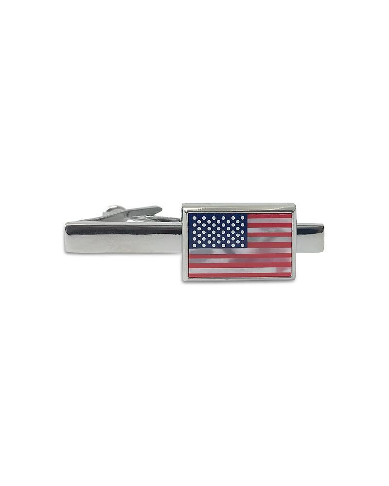 Link Up American Flag Mother Of Pearl Rhodium Plated Short Tie Bar Product Image