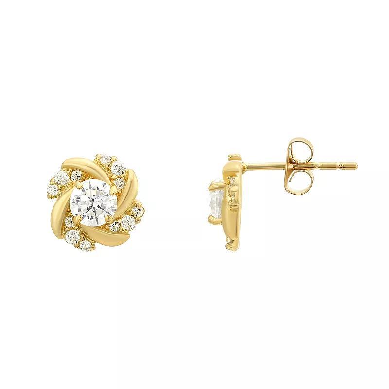 Womens Forever Radiant 10k Gold Cubic Zirconia Flower Stud Earrings Product Image