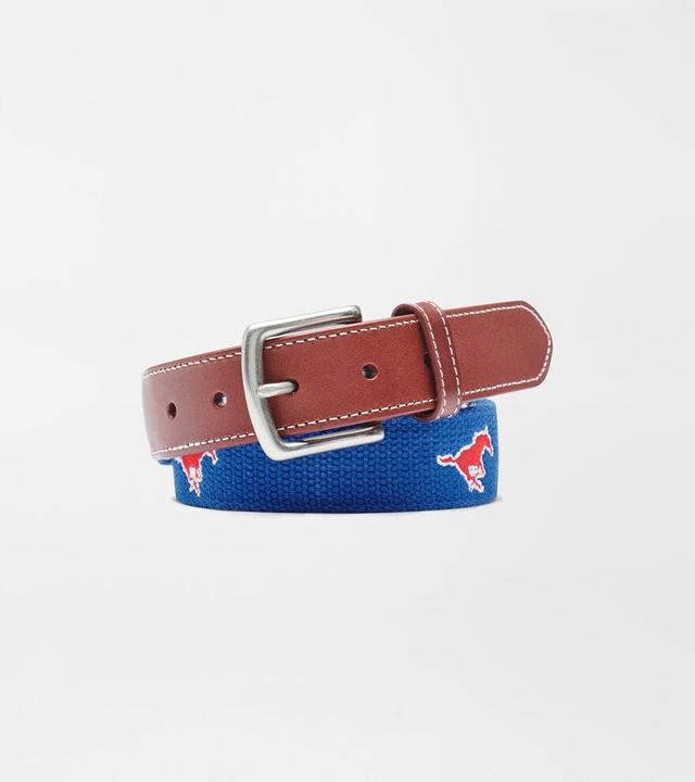 Peter Millar Mens SMU Mustangs Belt | Color: Blue | Size: 44 Product Image