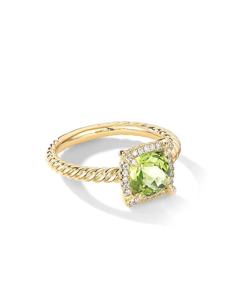 Womens Petite Chatelaine Pav Bezel Ring in 18K Yellow Gold with Champagne Citrine and Diamonds Product Image