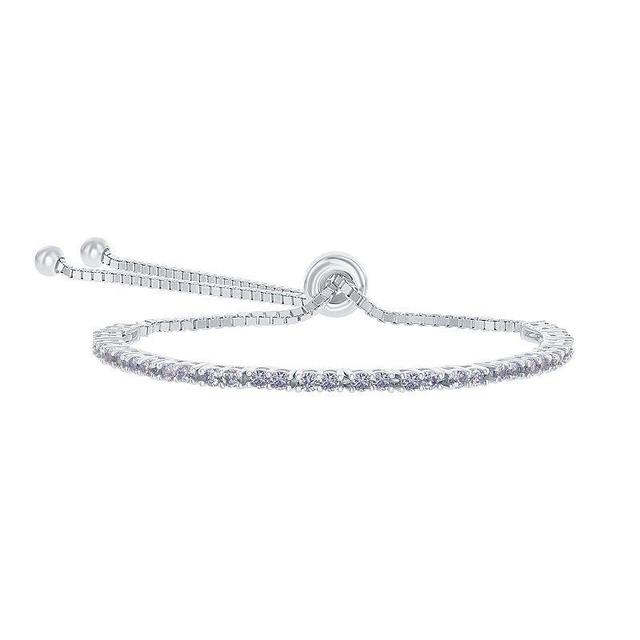 Sterling Silver 2mm Birthstone Bracelet, Womens February Product Image