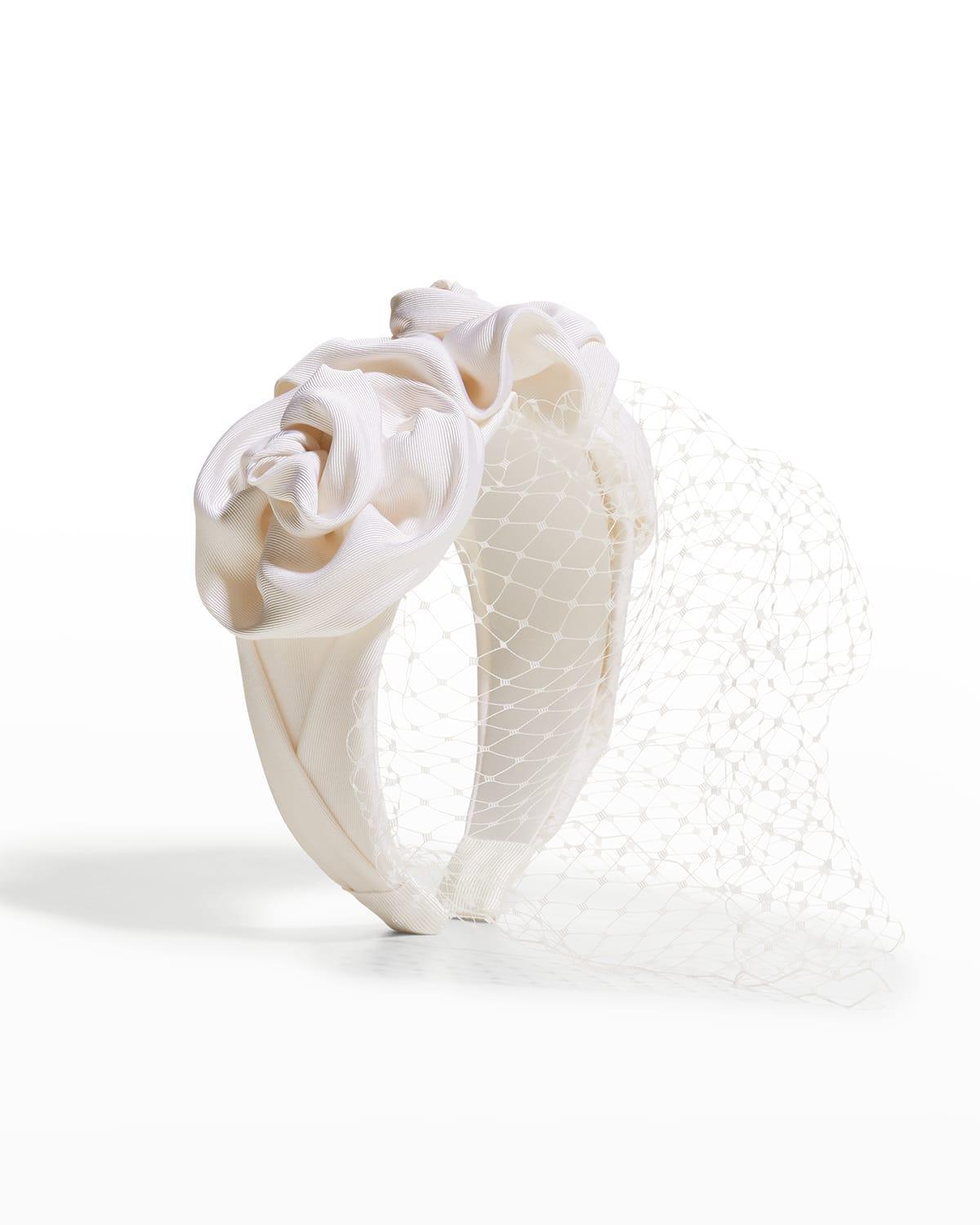 Womens Triple Rosette Veil Headband Product Image