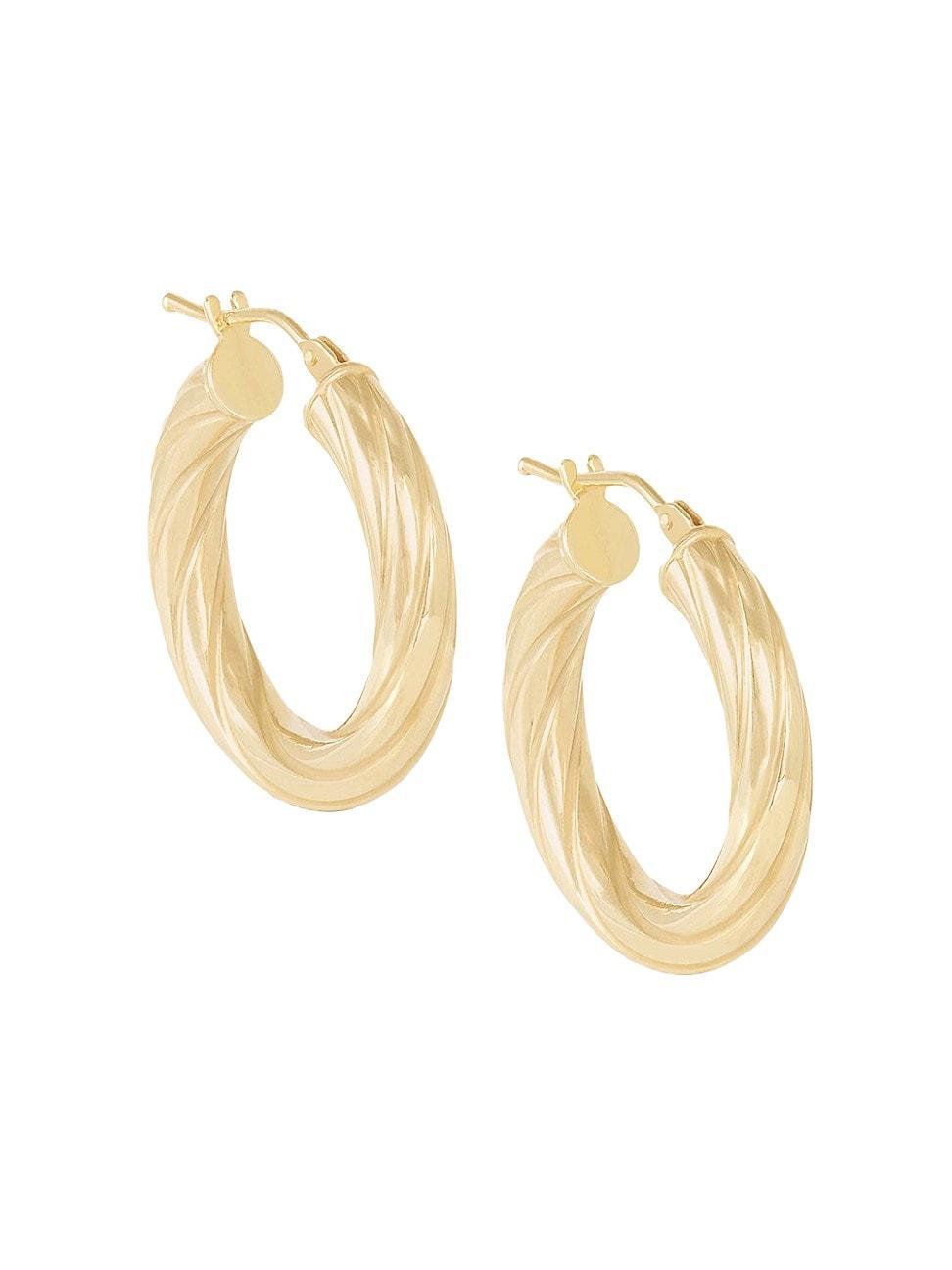 Womens 10K Yellow Gold Twisted Oval Hoop Earrings Product Image