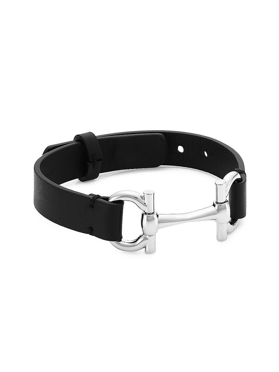 Mens Logo Leather Bracelet Product Image