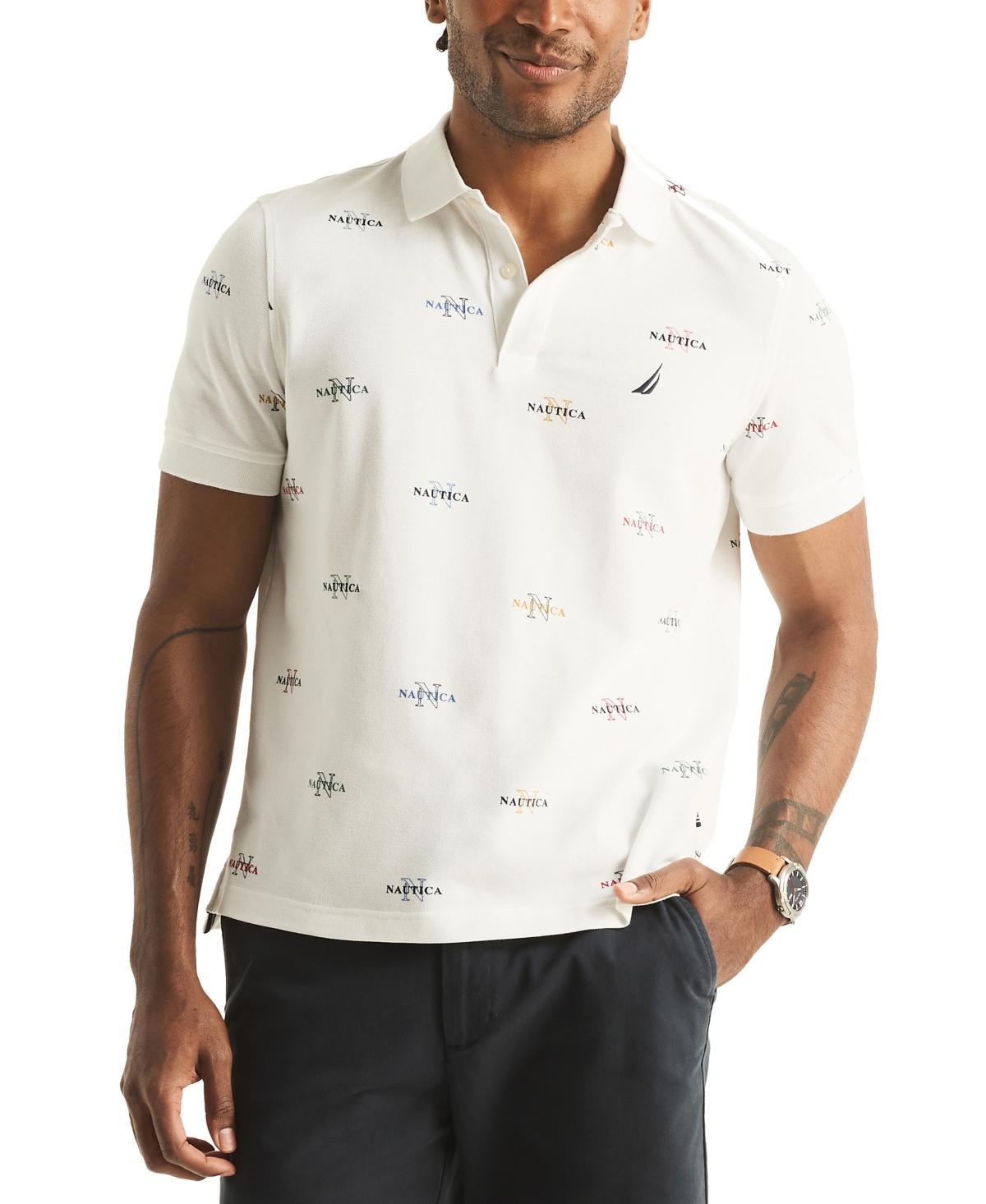 Nautica Mens Classic-Fit Logo-Print Performance Polo Shirt Product Image