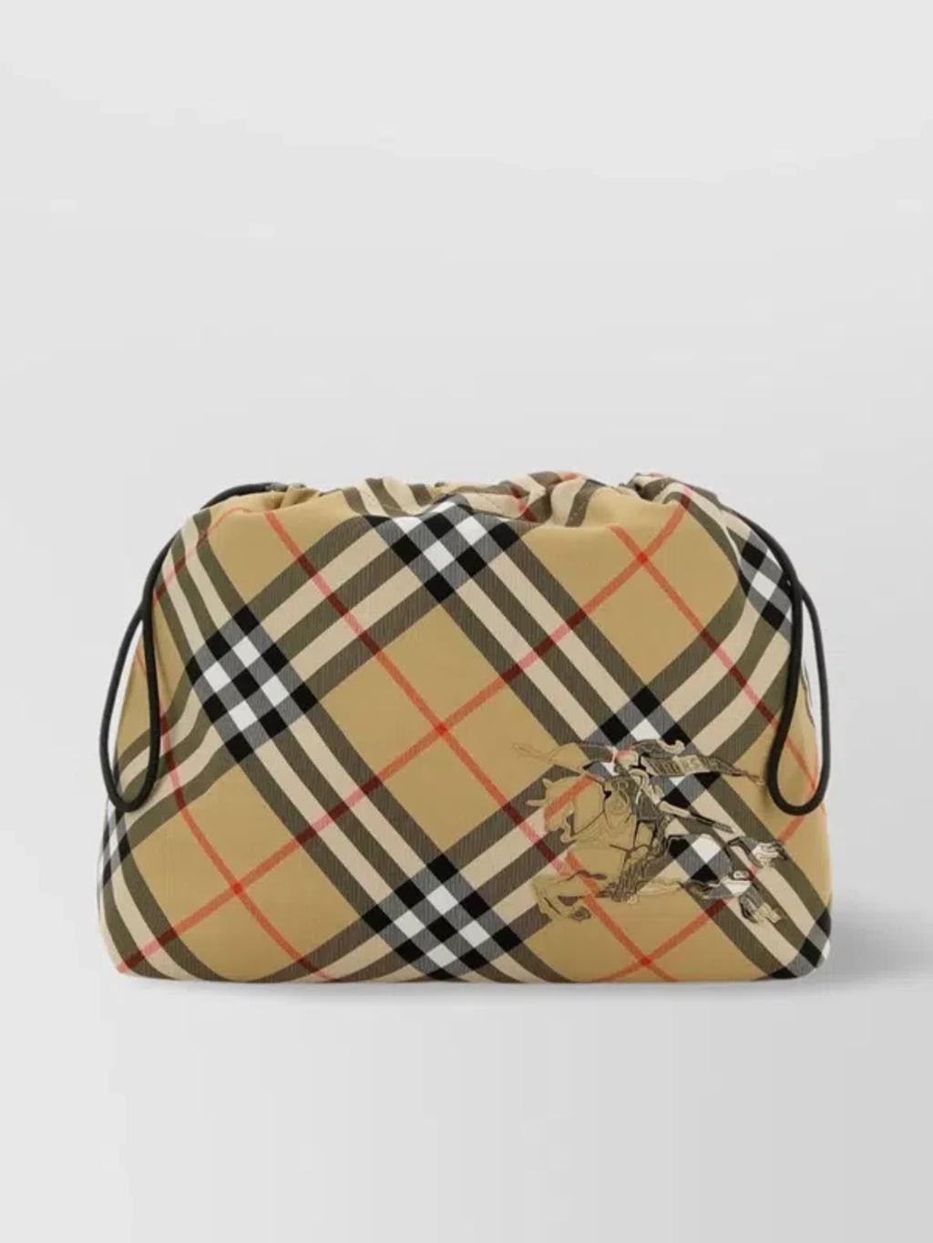 BURBERRY Checkered Fabric Embroidered Pouch Product Image