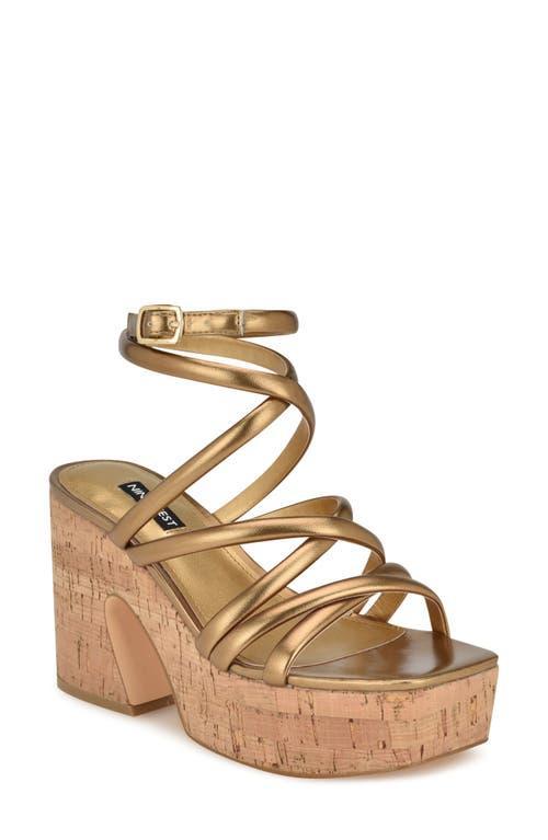 Nine West Corke Womens Strappy Square Toe Wedge Sandals Product Image