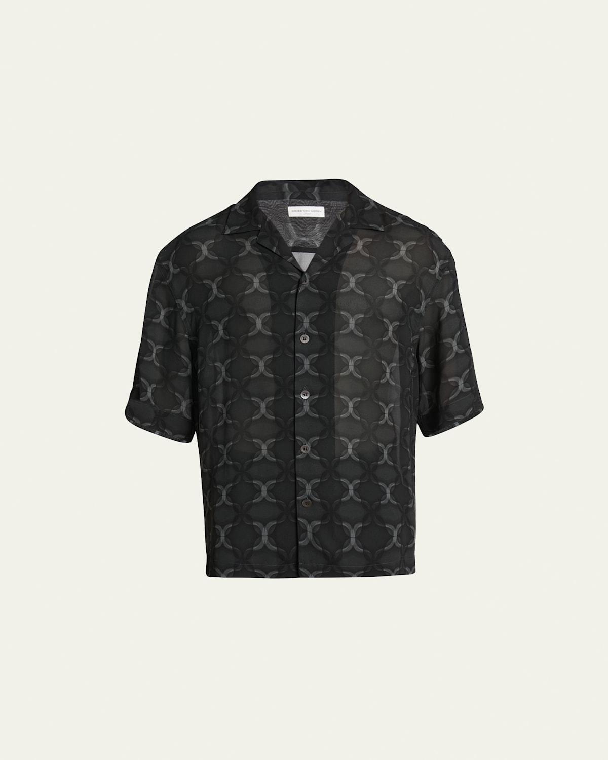 Mens Printed Viscose Georgette Camp Shirt Product Image