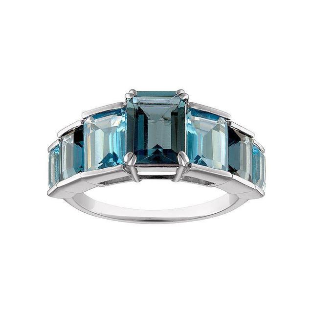 Tiara Sterling Silver London Blue & Swiss Blue Topaz 7-Stone Ring, Womens Product Image