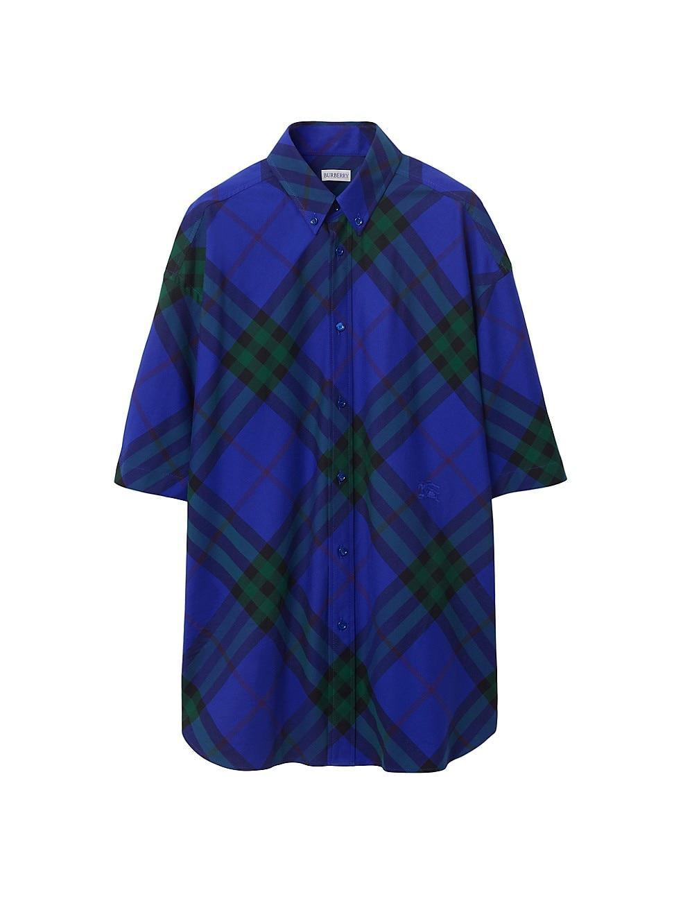 Mens Check Cotton Button-Down Shirt Product Image