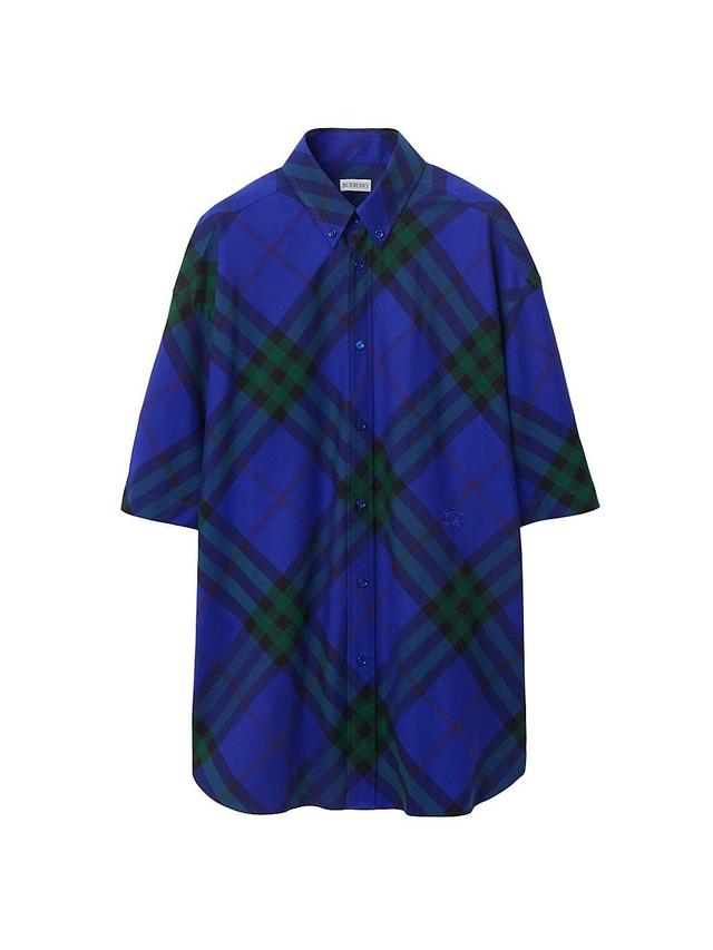 Mens Check Cotton Button-Down Shirt Product Image