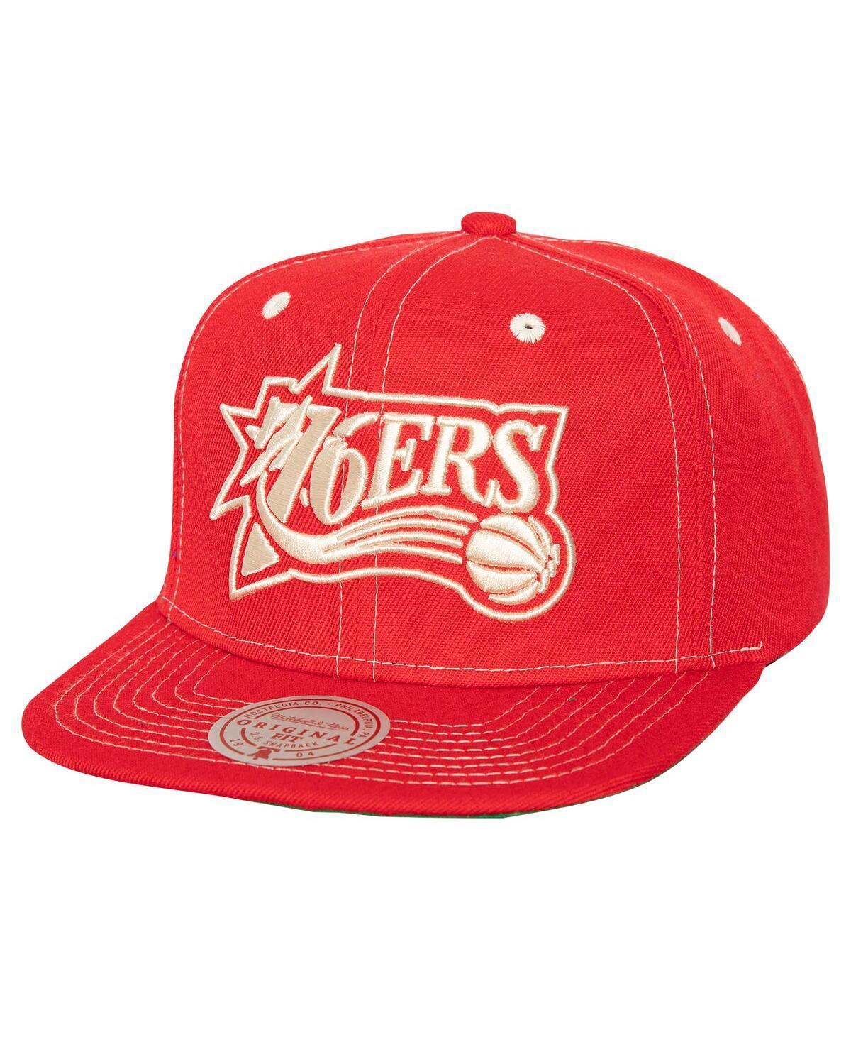 Mitchell Ness Mens Red Philadelphia 76ers Energy Contrast Snapback Hat Product Image