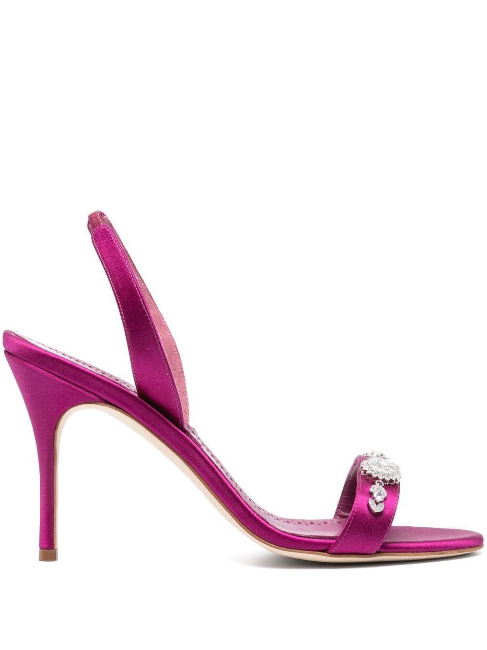 Crystal Satin Halter Sandals In Rosa product image