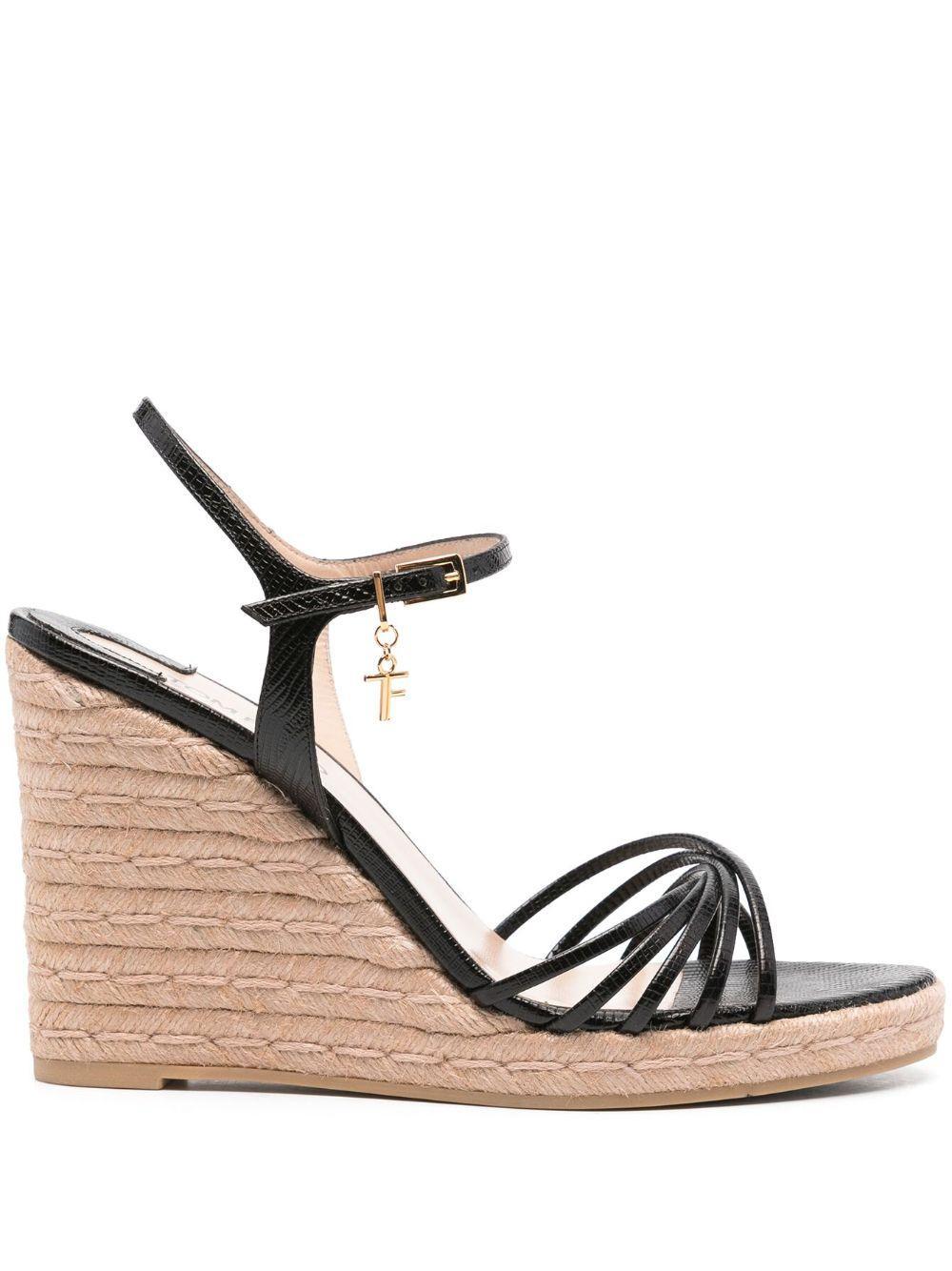 TOM FORD Cabana Lizard-embossed Wedge Espadrilles In Black Product Image