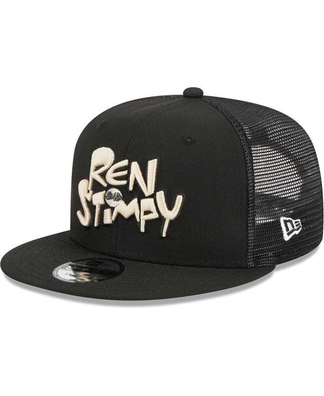 Mens New Era Black The Ren & Stimpy Show Trucker 9FIFTY Snapback Hat Product Image