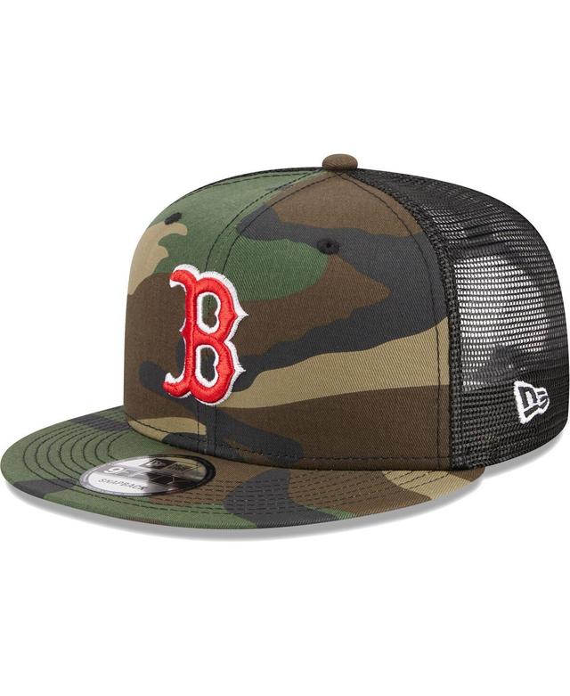 Mens New Era Camo Boston Red Sox Woodland Camo Trucker 9FIFTY Snapback Hat Product Image