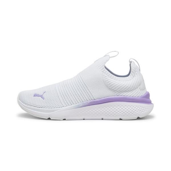 PUMA SOFTRIDE Pro Echo Slip-On Women's Running Shoes in Silver Mist/Lavender Alert/White Product Image