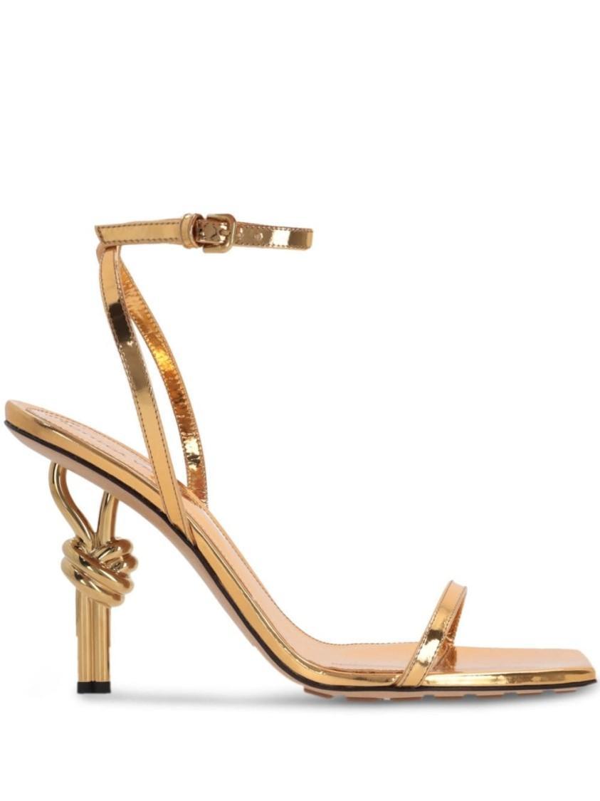 Leather Knot Sandals 90 In Gold Product Image