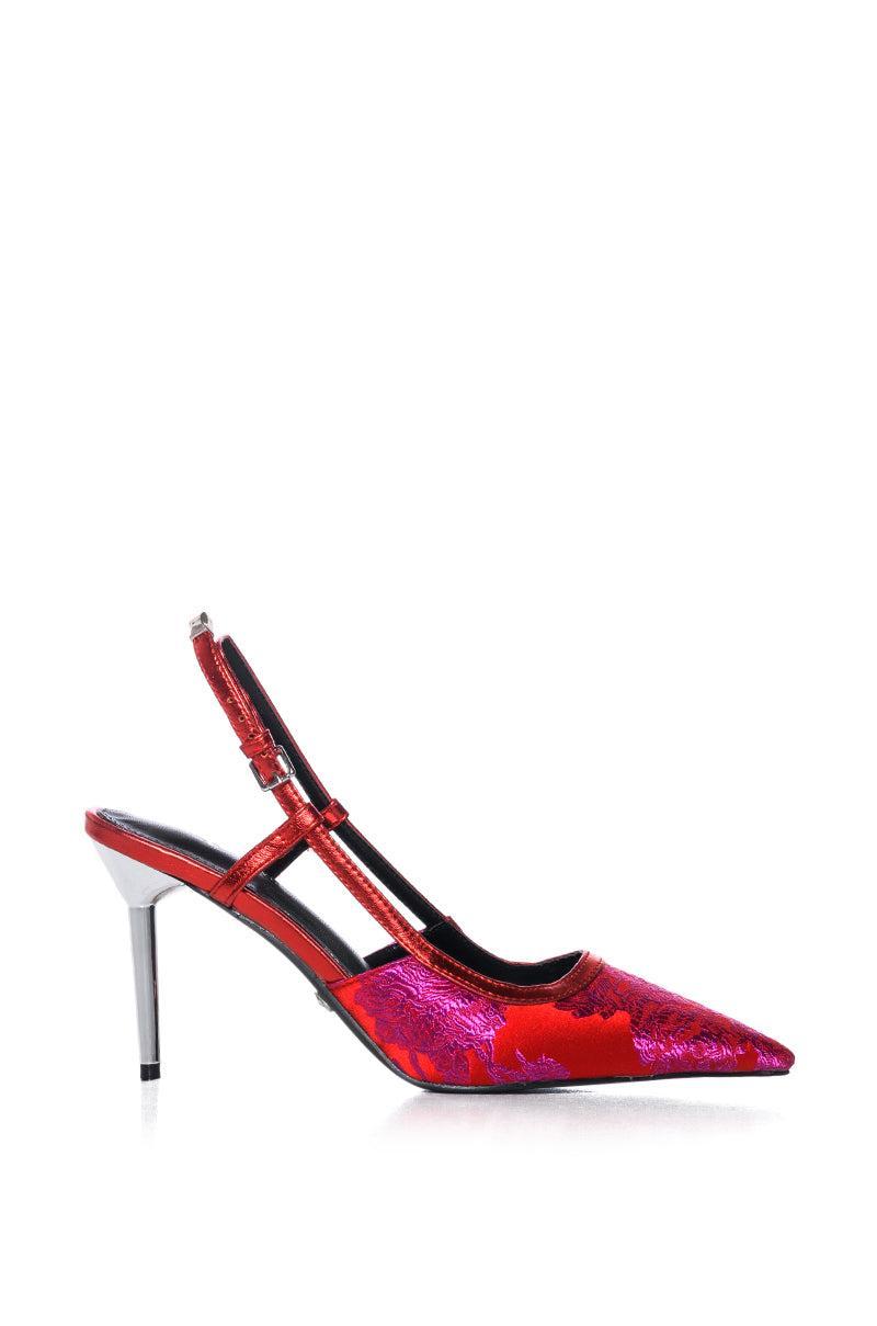 AZALEA WANG BLORANGE PINK BROCADE SLINGBACK PUMP Product Image