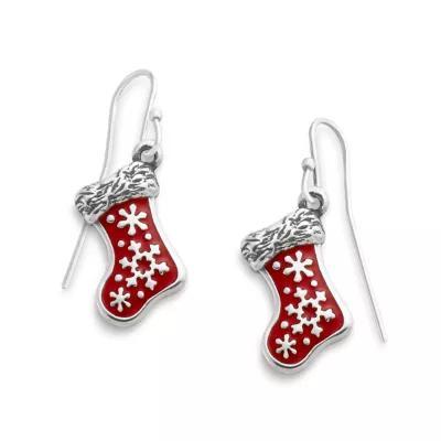 Enamel Christmas Stocking Earrings Product Image