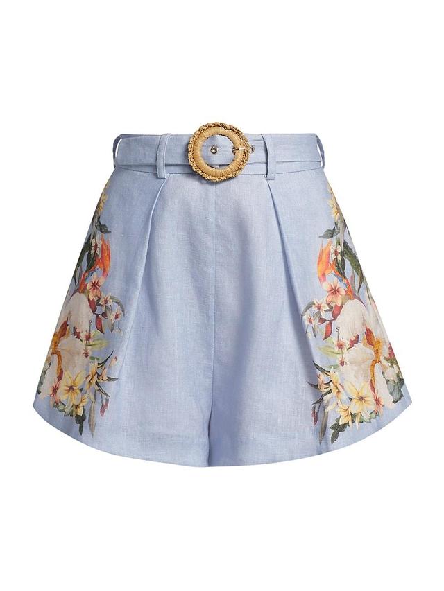 Womens Lexi Belted Floral Linen Shorts Product Image